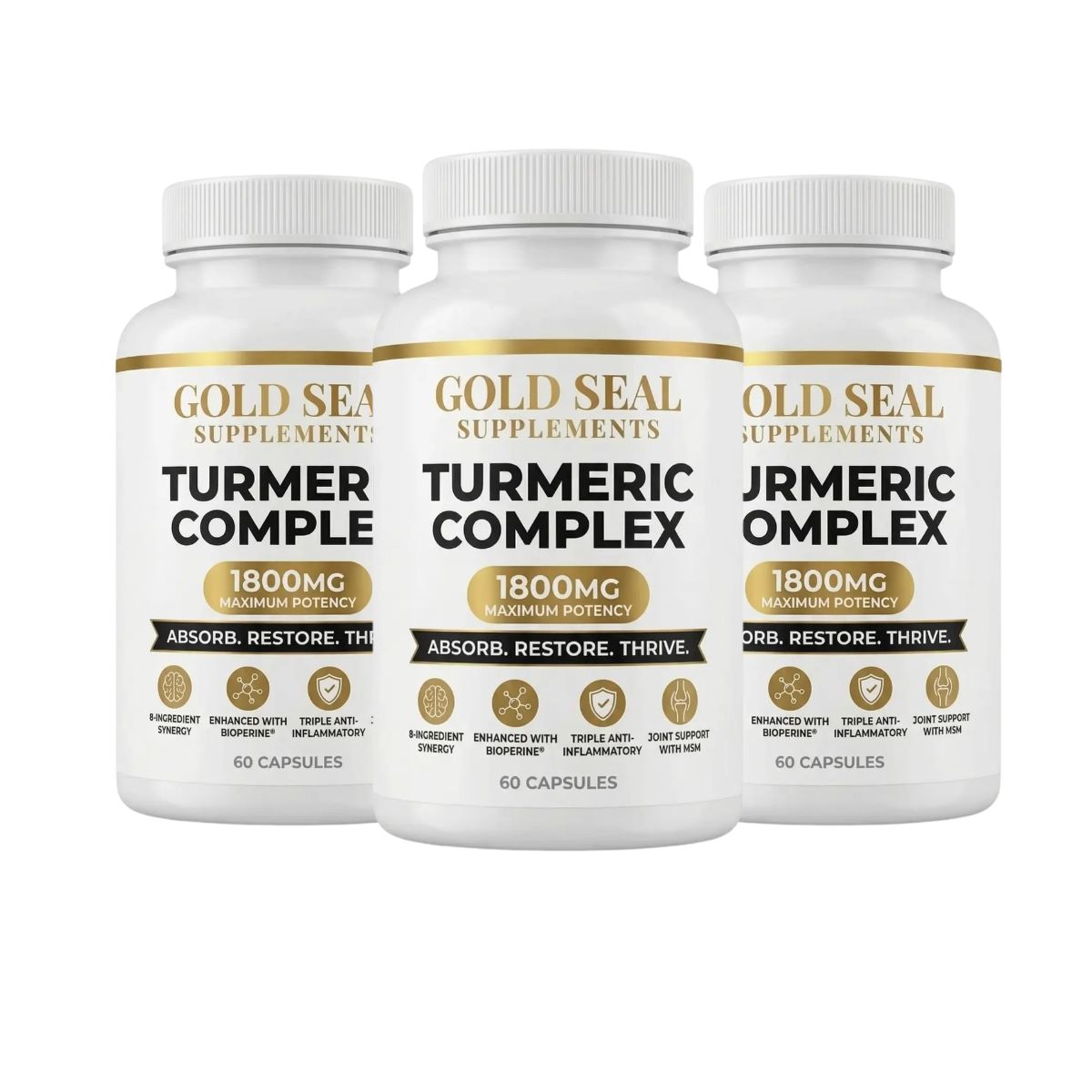 Gold Seal Turmeric Complex 1800MG Maximum Potency (3 Bottle)
