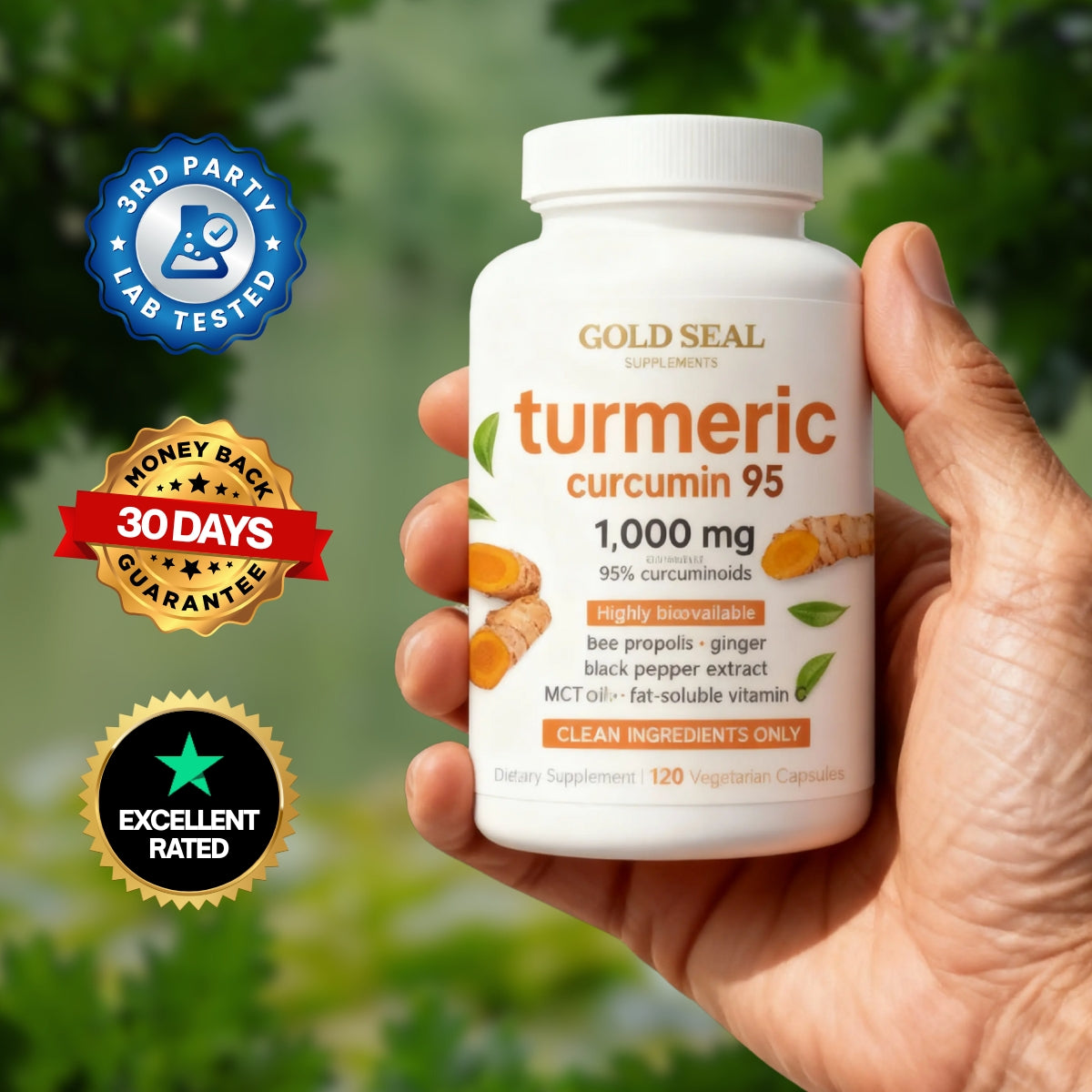 Turmeric Curcumin 1,000mg with Black Pepper & MCT Oil (1 Bottle)